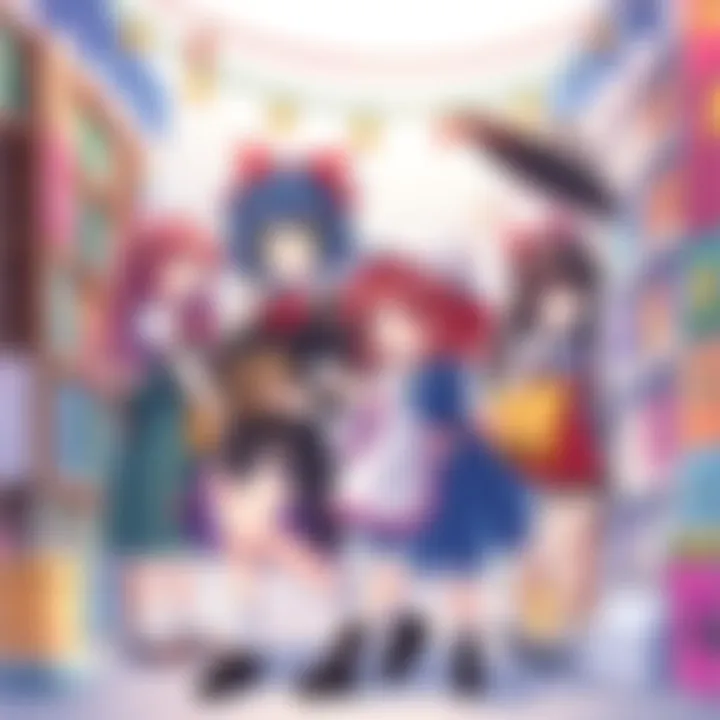 Illustration of Touhou characters engaged in different jobs like a librarian, blacksmith, and festival organizer, showcasing their unique roles and playful interactions.