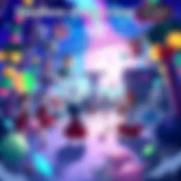A colorful illustration featuring various Touhou characters in a vibrant setting, showcasing the series' fantasy elements and gameplay themes.
