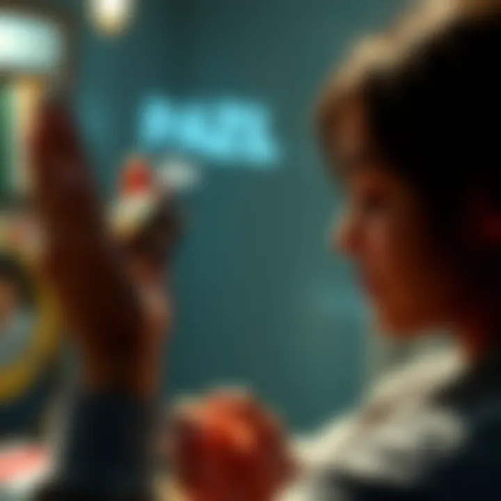 A person holding a prized item while looking at a smartphone, contemplating a trade for a better cell account.