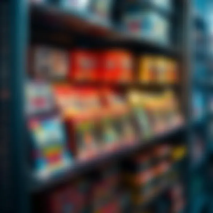 A shelf filled with various trading card packs, including One Piece, showing rising prices and demand from collectors.