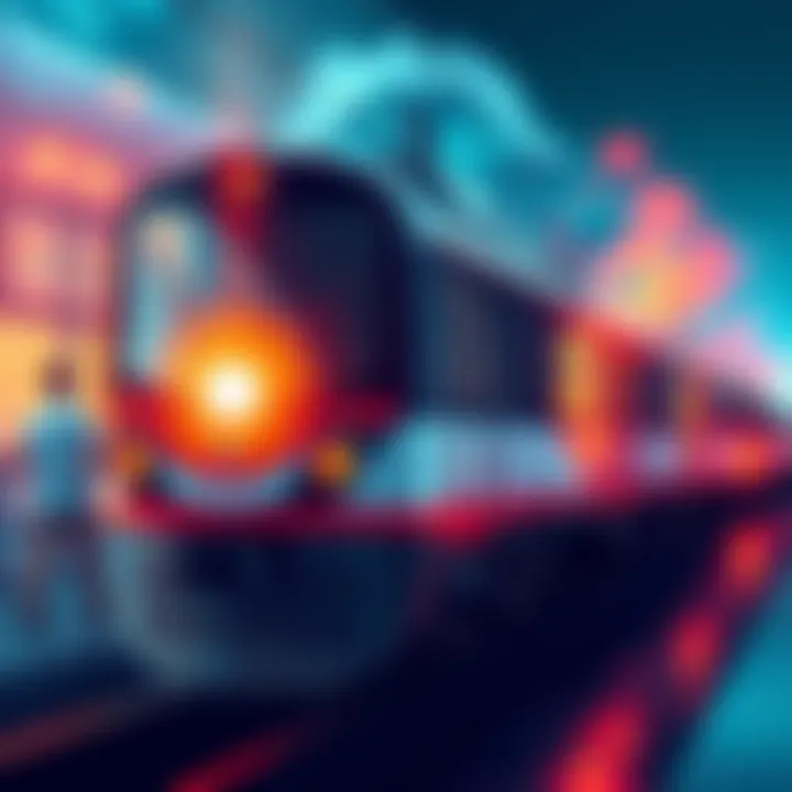 Vibrant artwork representing a train with a mix of artistic styles, symbolizing travel.
