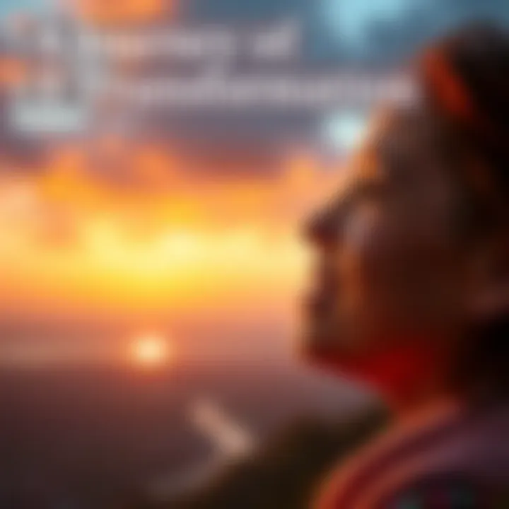 A person looking at a sunset, symbolizing personal growth and emotional change inspired by AOT, with a peaceful expression on their face.
