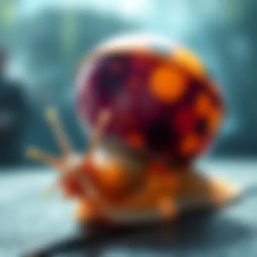 A transponder snail with a colorful shell takes on the appearance of a person speaking through it, showcasing the unique feature of communication in manga.