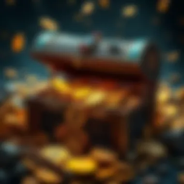 Treasure Chest Overflowing with Gold Coins A treasure chest filled with gold coins and jewels, representing financial gains in the entertainment industry.