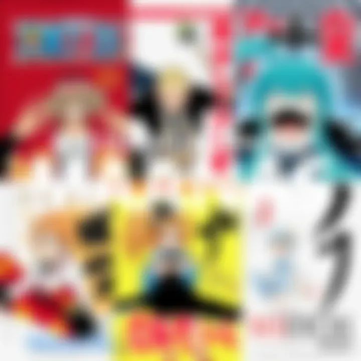 Collage of popular manga series including One Piece, Kagurabachi, Sakamoto Days, Ichi The Witch, and Kiyoshi Hon Men: Akane-banashi