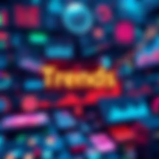 A collage of modern tech devices and graphs representing the latest trends in technology and TS applications.