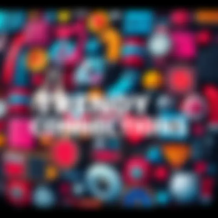 A collage of different trend symbols like fashion, music, and art that represent popular culture movements.