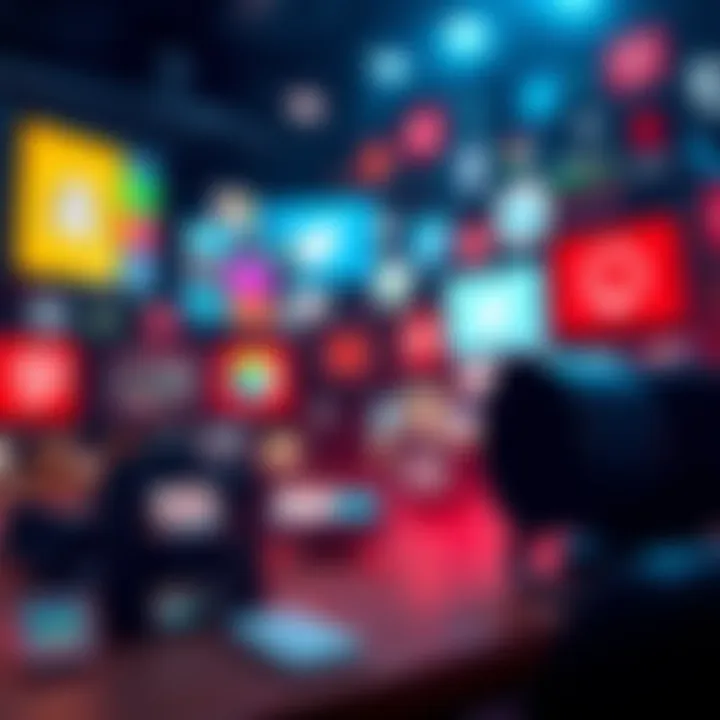 A collage of popular media icons and social media platforms showing trending topics