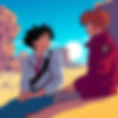 Two characters from Trigun sharing a moment in a desert landscape with intense expressions