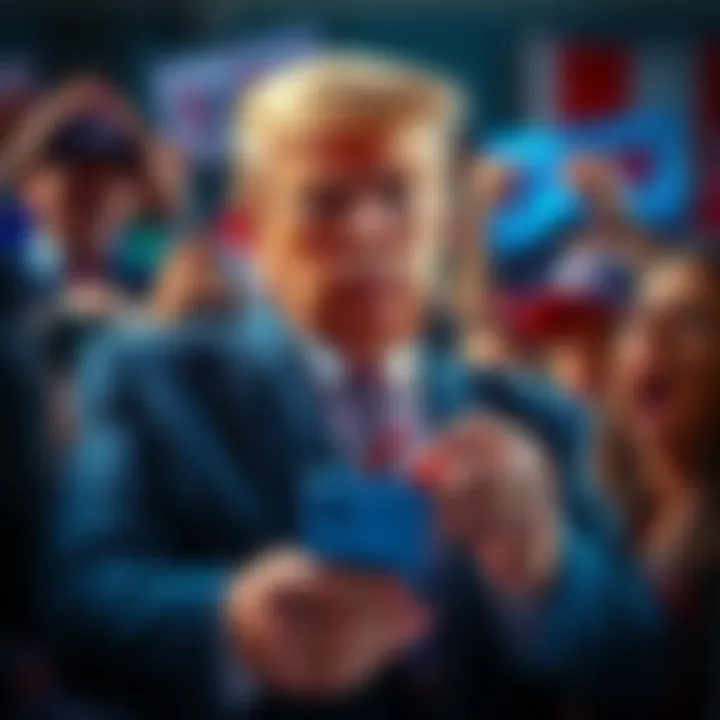 President Trump looking serious while holding a smartphone, surrounded by angry CSM fans expressing their frustration