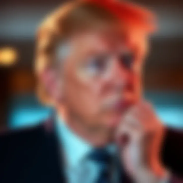 Donald Trump looking contemplative about the idea of having a child, with a thoughtful expression on his face.