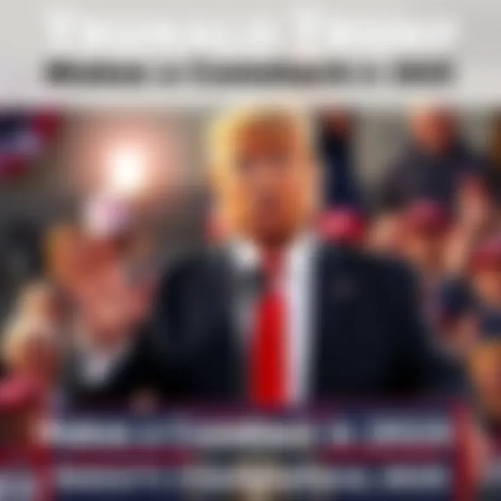 Donald Trump speaking at a rally with supporters cheering in the background