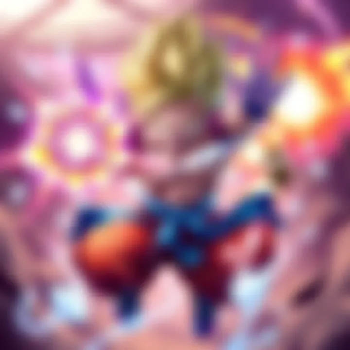 Trunks in action during Dokkan Battles Trunks showcases his powers in a Dokkan battle scene, surrounded by energy effects and vibrant graphics.