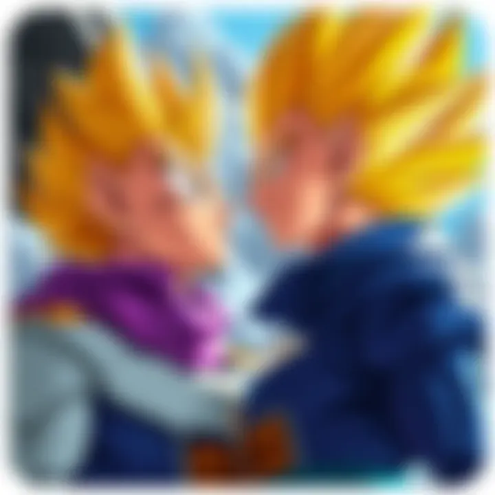 Trunks looks up at Vegeta, calling him 'father', showing their close bond.