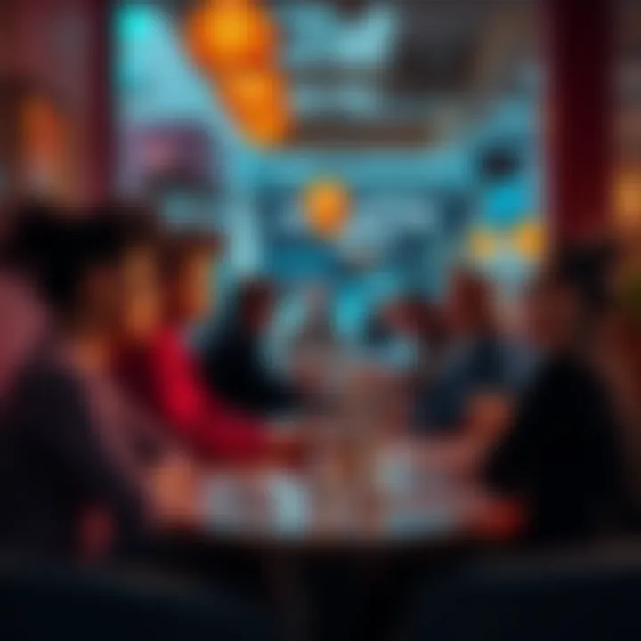 A group of people sit at a café, engaged in a serious conversation about trust and betrayal, with concerned expressions on their faces.