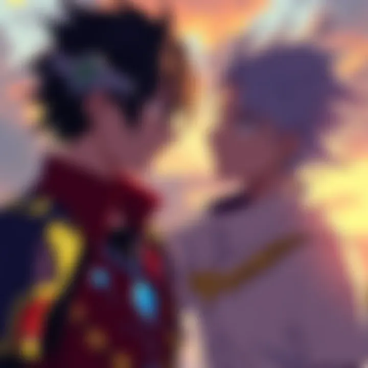 Tsukasa and Senku discussing their visions for humanity's future, with contrasting expressions showing their differing beliefs.