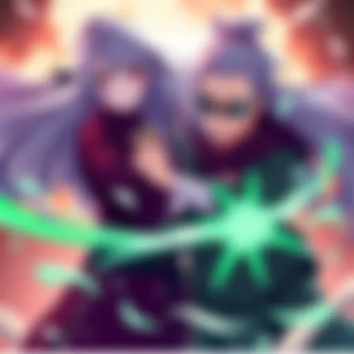 Tsunade shows Raven how to use the Byakugou seal technique in a training session.