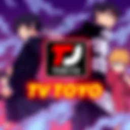 TV Tokyo logo with popular anime characters from Bleach, Gintama, and Black Clover in the background