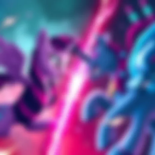 A colorful scene of Twilight Sparkle facing off against Thragg, showcasing their unique powers and determination in a fierce duel