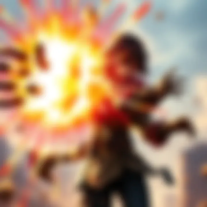 Two-Handed Final Shine Attack Character using a two-handed Final Shine Attack in an explosive display