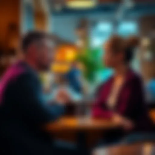 A man and a woman having a meaningful conversation in a cozy cafe setting, engaged and listening to each other.