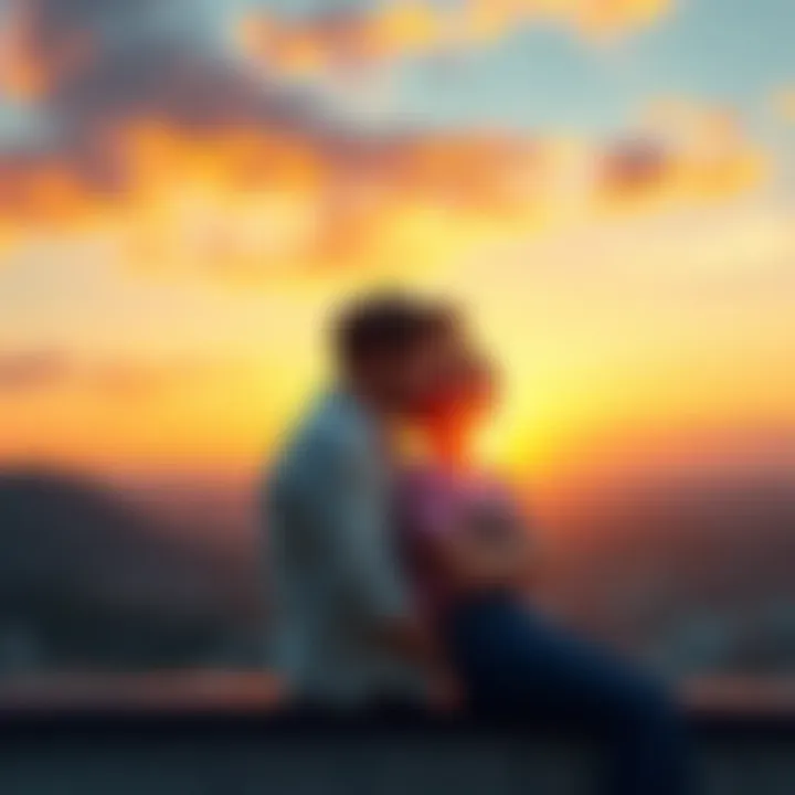 Two characters laughing and enjoying a beautiful sunset together, highlighting their strong bond and chemistry.