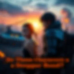 Two Characters Together Two characters standing close, indicating a strong bond with a backdrop of a battlefield, reflecting their shared experiences.