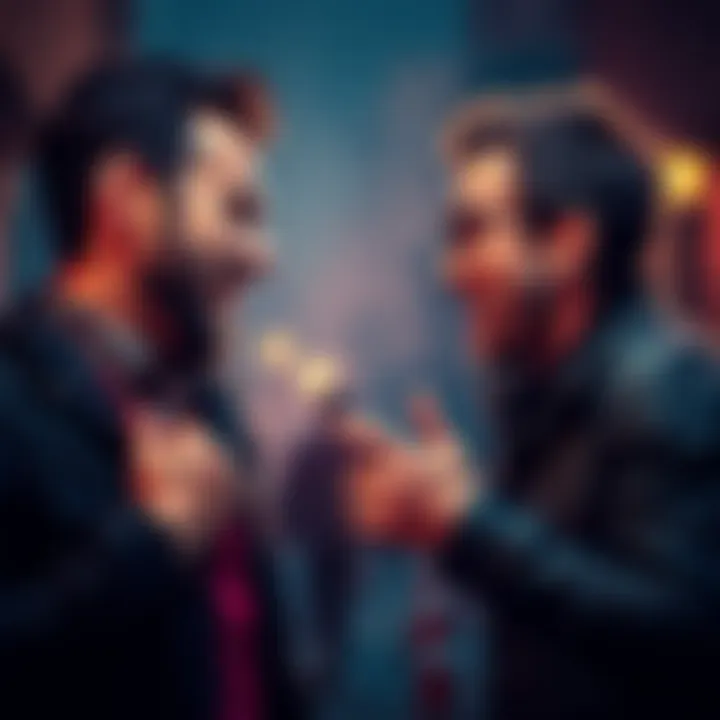 A heated discussion between two friends, showing contrasting emotions and expressions.