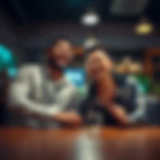 Two friends sharing a laugh while sitting at a table with silly expressions, highlighting their comical friendship.