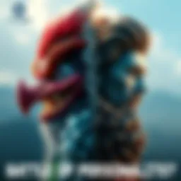 A split image showing one half with a mischievous Haumea, playful and somewhat cruel, and the other half featuring a calm and thoughtful Haumea, embodying wisdom.