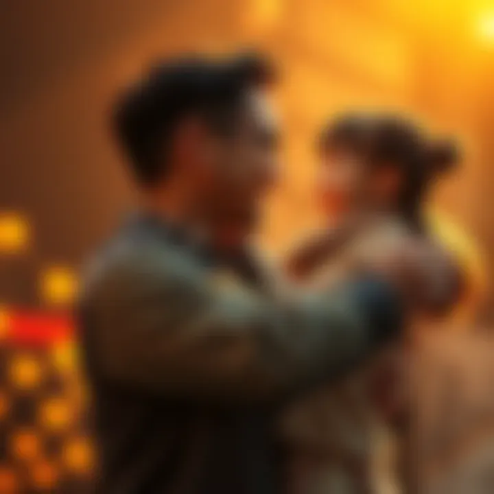 A man and a woman embrace happily after a long time apart, showing deep emotional connection