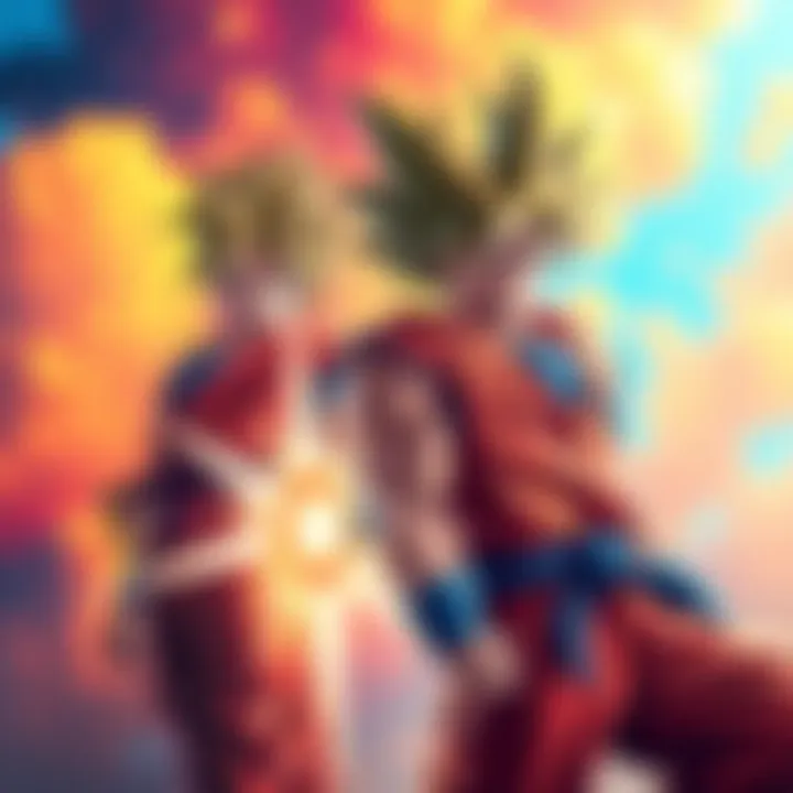 Goku showcasing two different Super Saiyan forms, highlighting their unique powers and abilities, with a vibrant background.