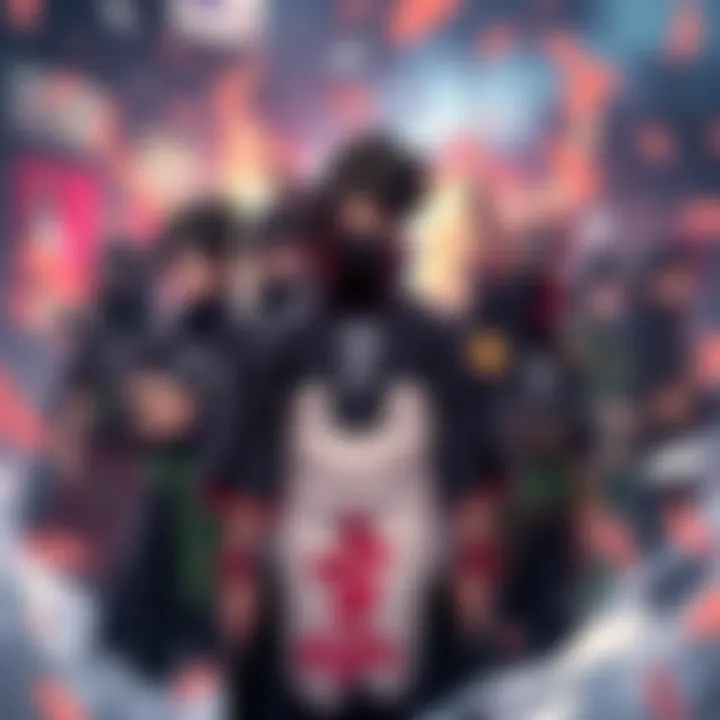 A group of popular Uchiha characters from the series, showcasing their unique styles and traits