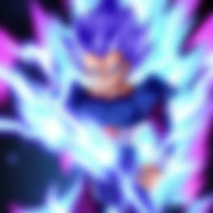 Vegeta in his Ultra Ego transformation, surrounded by energy, hinting at his return in the Moro Saga.