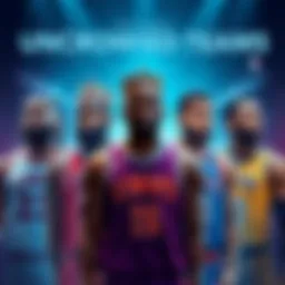 A collection of basketball players representing different teams, showcasing their unique styles and strengths