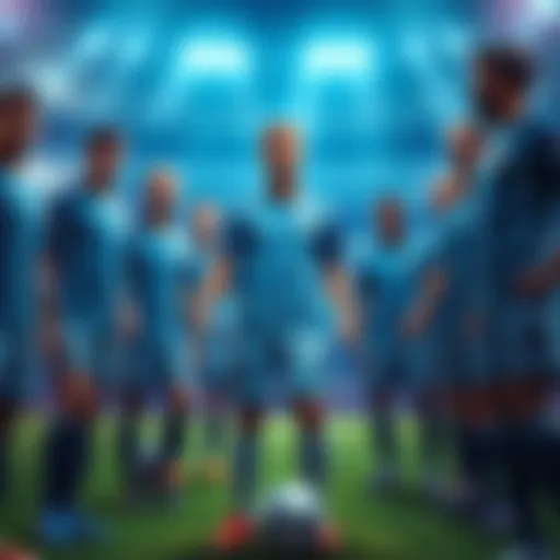 A group of soccer players in Blue Lock with one character standing out, showcasing determination and skill, while others are overlooked.