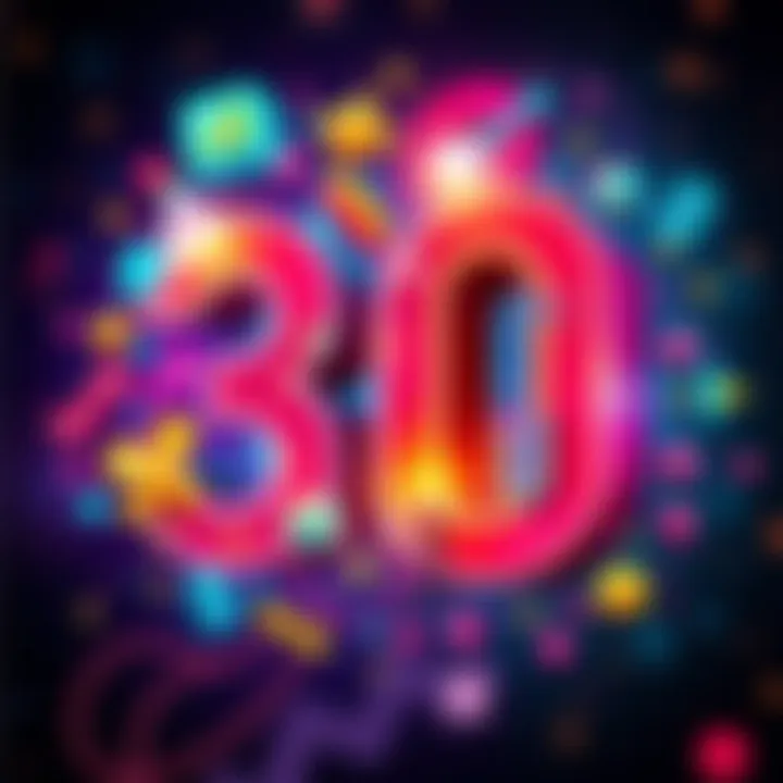 A colorful graphic featuring the number 30 with symbols representing math, culture, and entertainment surrounding it.