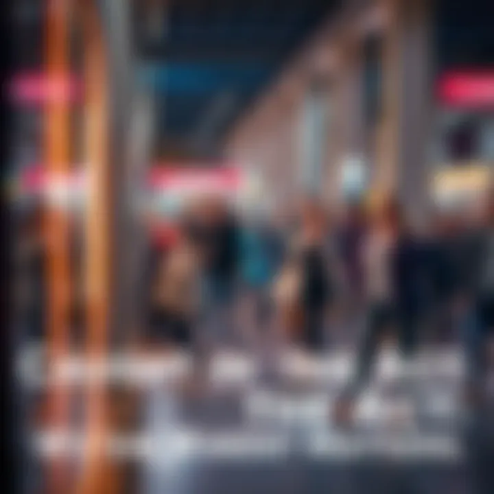 People reacting to an unexpected incident in a public space, showcasing their surprise and curiosity.