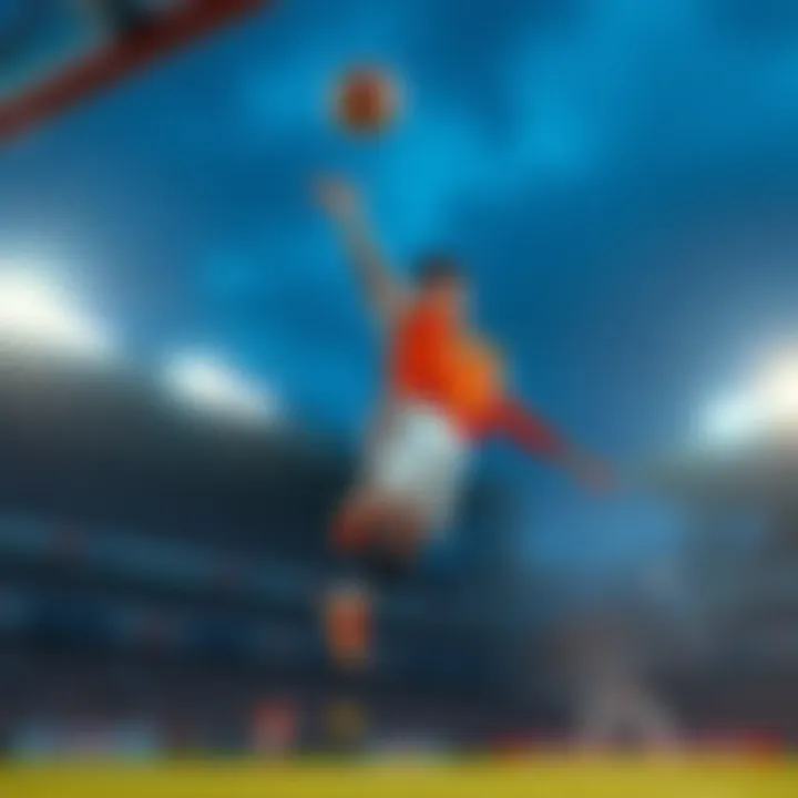 A surprising sports shot capturing a player in mid-air with a ball, evoking strong reactions from fans.