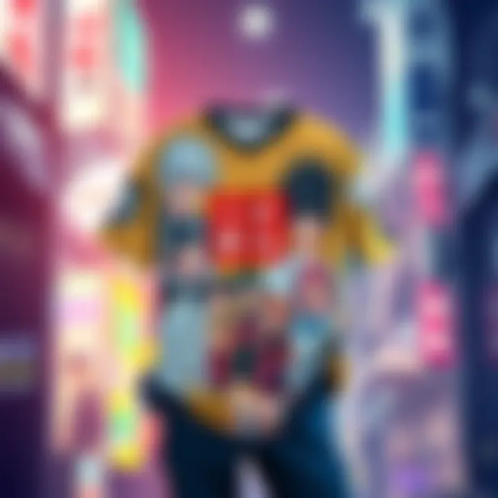 A stylish anime shirt from Uniqlo featuring popular characters and bright colors, priced at $12. Ideal for anime fans.