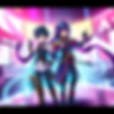 Two original characters inspired by the Bnha universe, showcasing their unique costumes and powers in a vibrant setting.