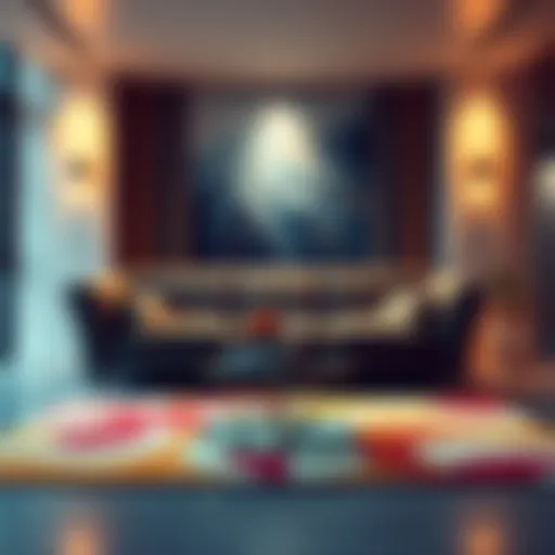 A bold and unique couch that stands out in a stylish living room setting, representing a risky investment.