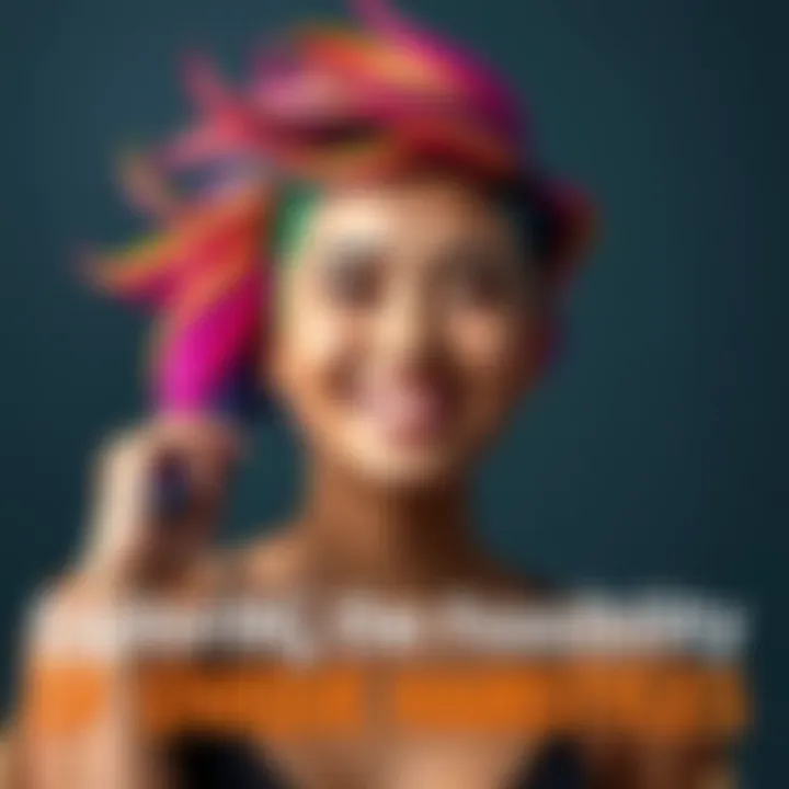 Person with a colorful hairstyle A person showing off a bright and unique haircut, smiling and posing confidently