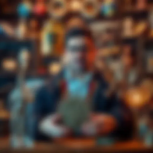 A person displaying a variety of unique collectibles that reflect their hobbies and interests.