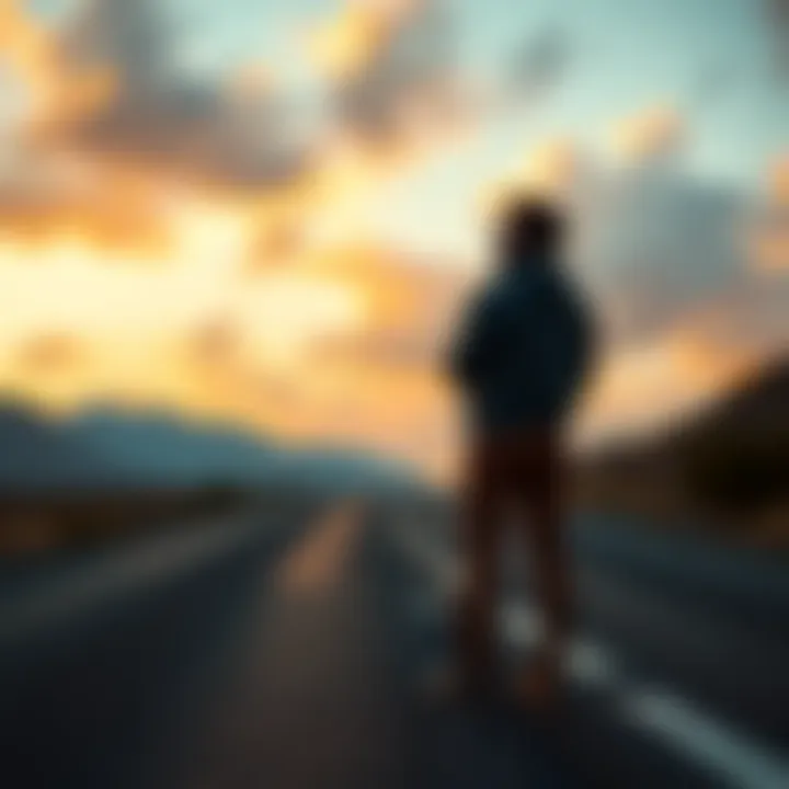 A person standing at a crossroads, contemplating a difficult choice with a thoughtful expression.