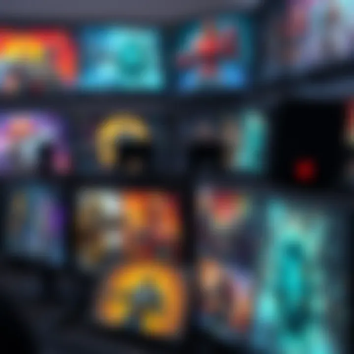 A colorful array of unique gaming character builds displayed on screens, showcasing creativity and originality in design.