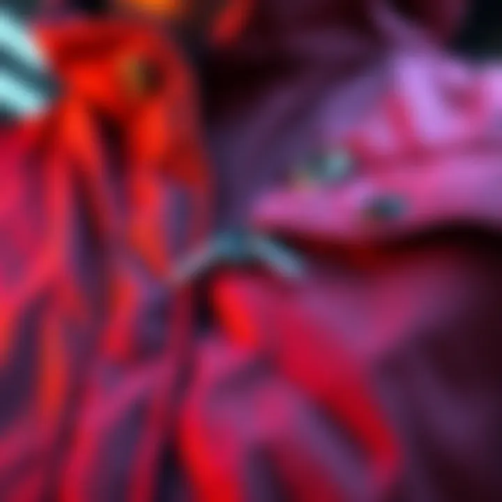 A close-up of a stylish jacket showcasing its buttons and closures, highlighting the design and mechanics.