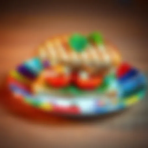 Unique Sandwich on a Plate A creative sandwich with unusual ingredients served on a colorful plate