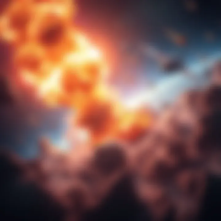 A visual representation of a universe being destroyed, with bright explosions and cosmic elements, emphasizing the scale of destruction.