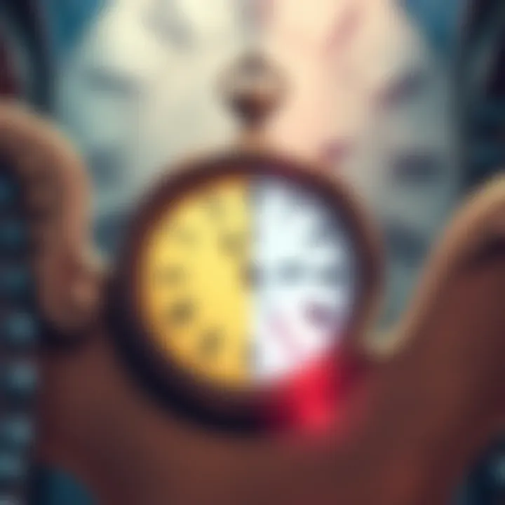 An illustration showing a clock representing quick progress alongside an ancient clock representing long timelines, symbolizing the contrast in mastering RCT domains.